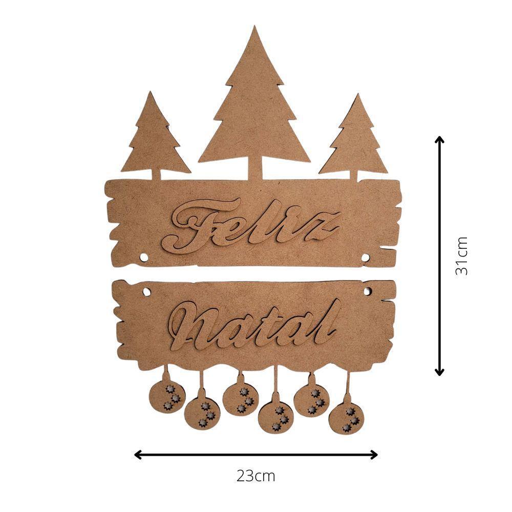 Enfeite De Porta Feliz Natal (31x23) Mdf Cru - 3