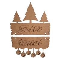 Enfeite De Porta Feliz Natal (31x23) Mdf Cru - 1