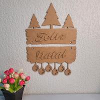 Enfeite De Porta Feliz Natal (31x23) Mdf Cru - 2