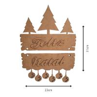 Enfeite De Porta Feliz Natal (31x23) Mdf Cru - 3