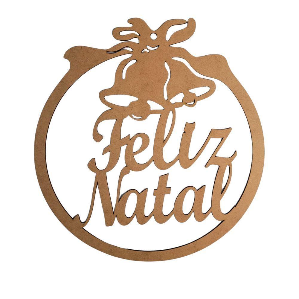 Enfeite Redondo De Porta Feliz Natal (30x28,5) Mdf Cru - 1
