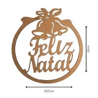 Enfeite Redondo De Porta Feliz Natal (30x28,5) Mdf Cru - 3