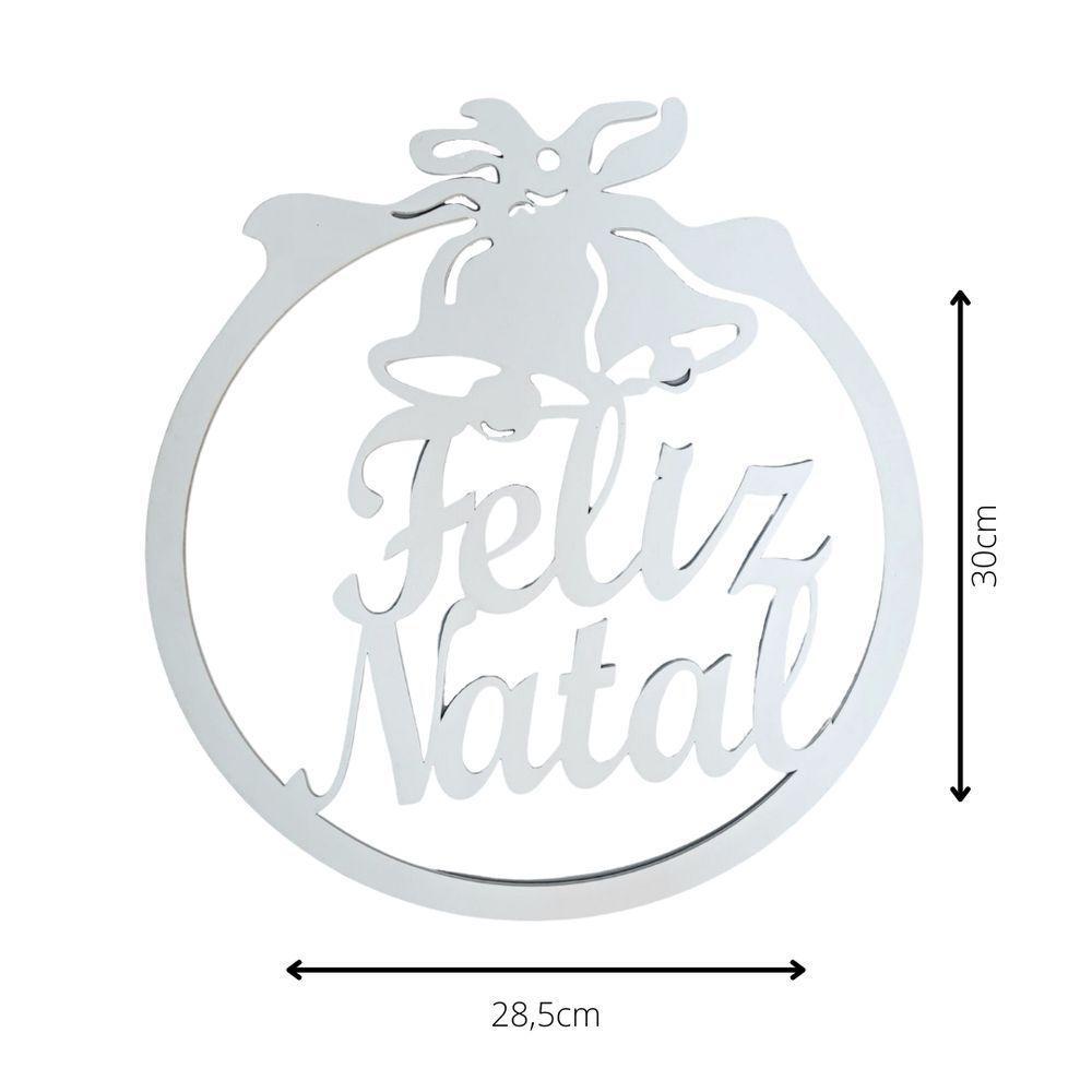 Enfeite Redondo De Porta Feliz Natal (30x28,5) Branco - 3