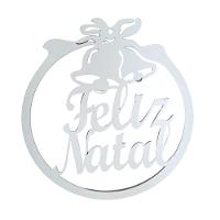 Enfeite Redondo De Porta Feliz Natal (30x28,5) Branco - 1