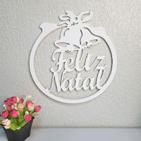 Enfeite Redondo De Porta Feliz Natal (30x28,5) Branco - 2