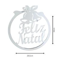 Enfeite Redondo De Porta Feliz Natal (30x28,5) Branco - 3