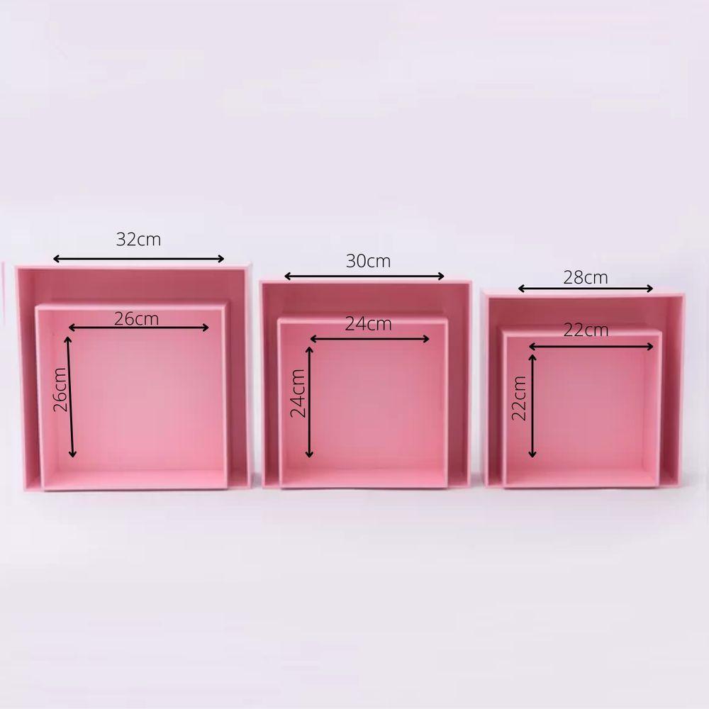 Kit 6 Nichos Decorativos Quarto/sala 100% Mdf Rosa - 5