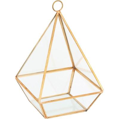 Jaspe Adorno Pendente 19X12X12Cm Metal Dourado Prisma