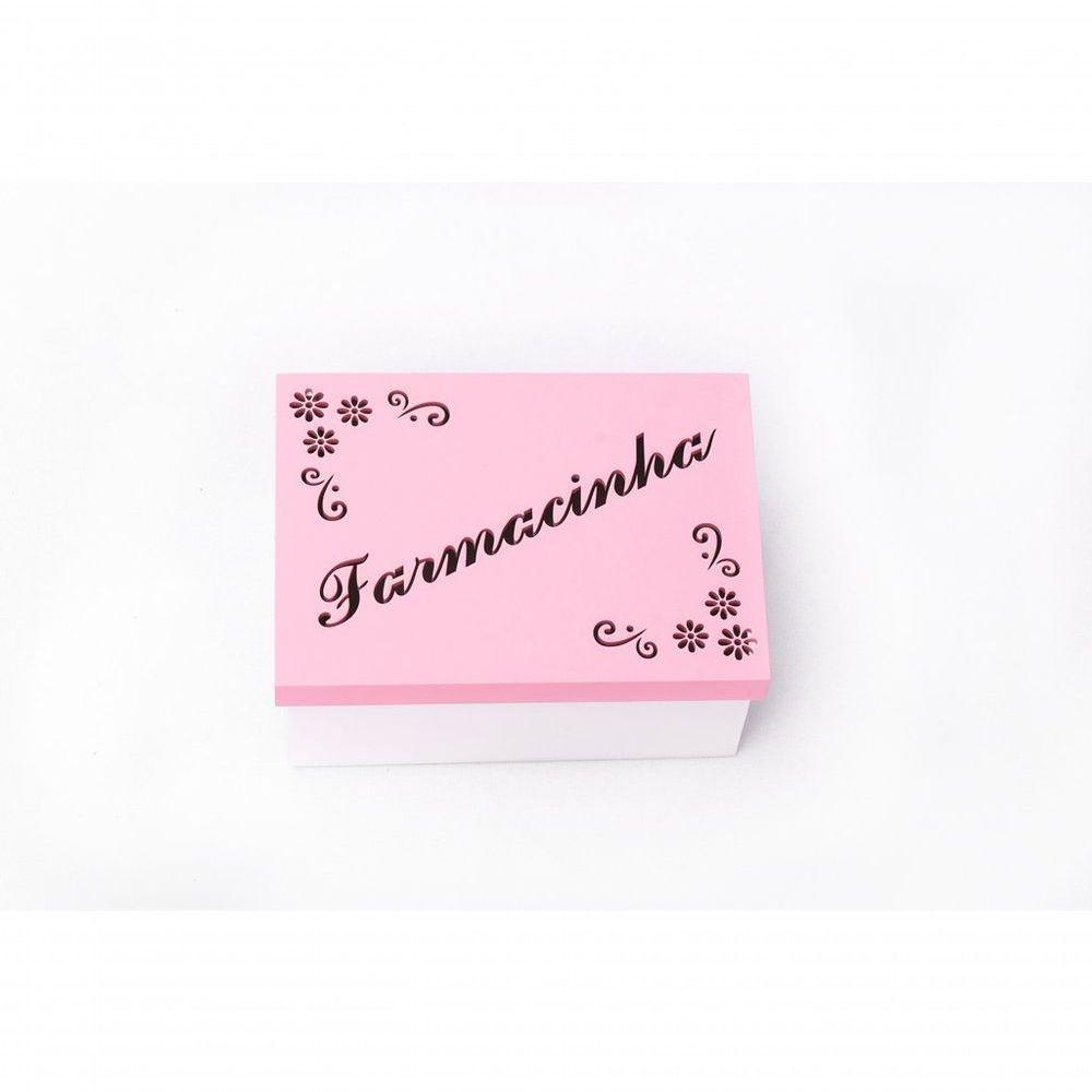 Kit Com 6un De Caixa Personalizada Farmacinha 100% Mdf (17x12x08) Rosa/branco - 1