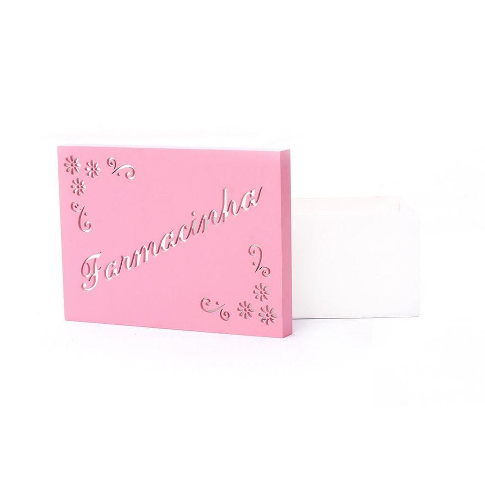 Kit Com 6un De Caixa Personalizada Farmacinha 100% Mdf (17x12x08) Rosa/branco - 2