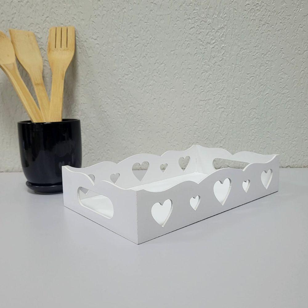Kit Com 6un De Bandeja De Coração Para Café Da Manhã 100% Mdf (24x15x05) Branco - 3