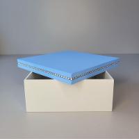 Kit Com 12un De Caixa Personalizada Com Strass 100% Mdf (17x17x07) Azul/branco - 3