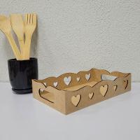 Kit Com 6un De Bandeja De Coração Para Café Da Manhã 100% Mdf (24x15x05) Mdf Cru