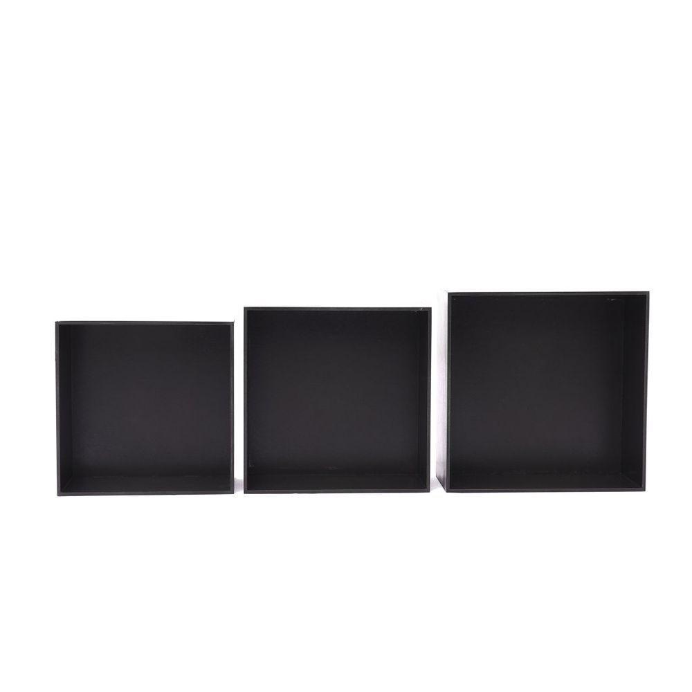 Kit Trio De Nicho Médio Decorativo Quarto/sala 100% Mdf Marrom Café - 1