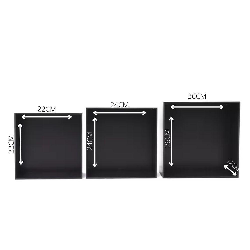 Kit Trio De Nicho Médio Decorativo Quarto/sala 100% Mdf Marrom Café - 6