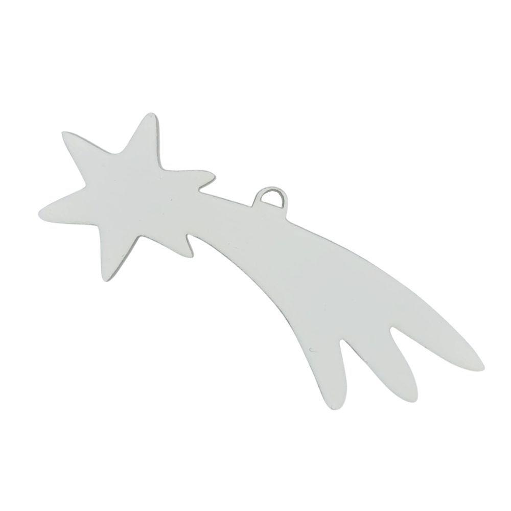 Kit 10 Un. Enfeite Estrelinha De Natal Em Mdf (10x03) Branco - 1