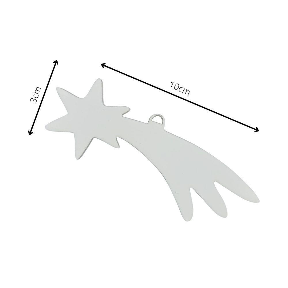 Kit 10 Un. Enfeite Estrelinha De Natal Em Mdf (10x03) Branco - 3