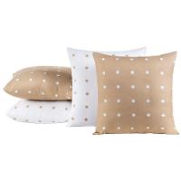 Kit 4 Capas De Almofada Meggy Poá Bolinhas Micropercal 200 Fios - Cáqui - 1