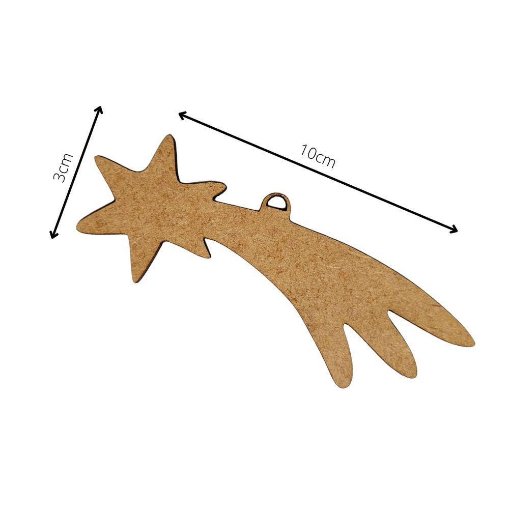 Kit 10 Un. Enfeite Estrelinha De Natal Em Mdf (10x03) Mdf Cru - 3