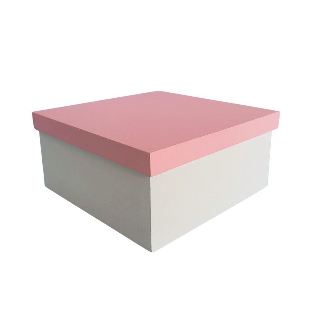 Kit Com 12un De Caixa 100% Mdf (19x19x09) Rosa/branco - 1