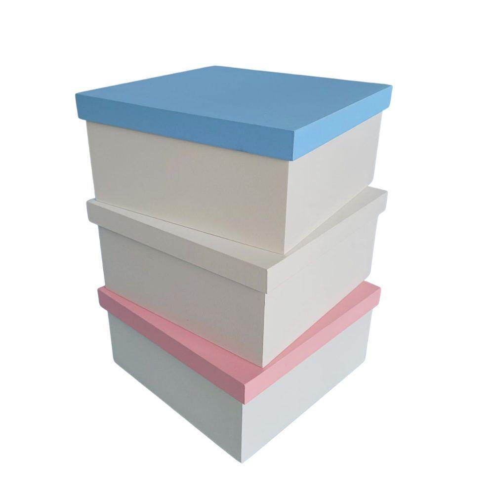 Kit Com 12un De Caixa 100% Mdf (19x19x09) Rosa/branco - 2