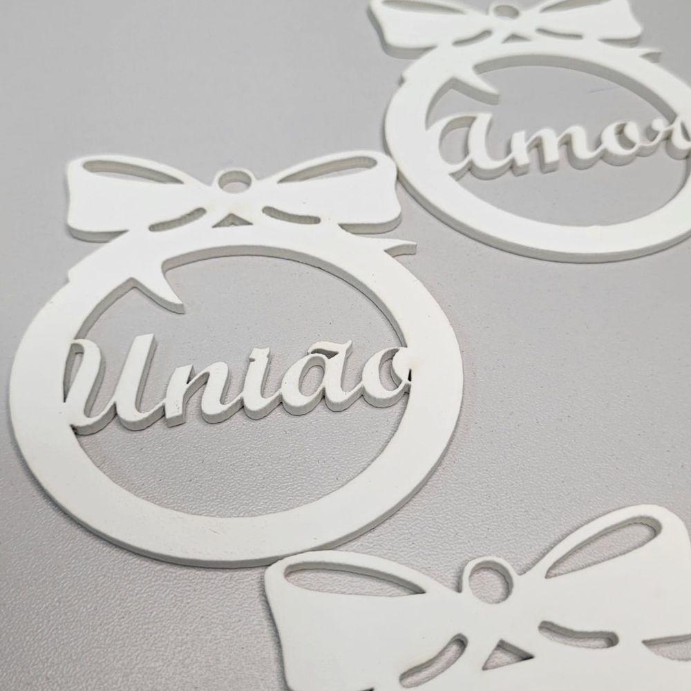 Kit Com 5 Enfeites Bolinhas De Natal Com Palavras Branco - 2