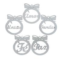 Kit Com 5 Enfeites Bolinhas De Natal Com Palavras Branco - 1