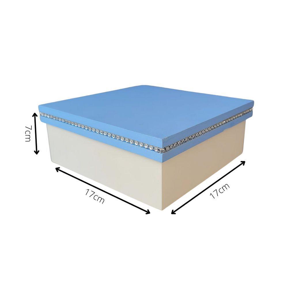 Kit Com 6un De Caixa Personalizada Com Strass 100% Mdf (17x17x07) Azul/branco - 7