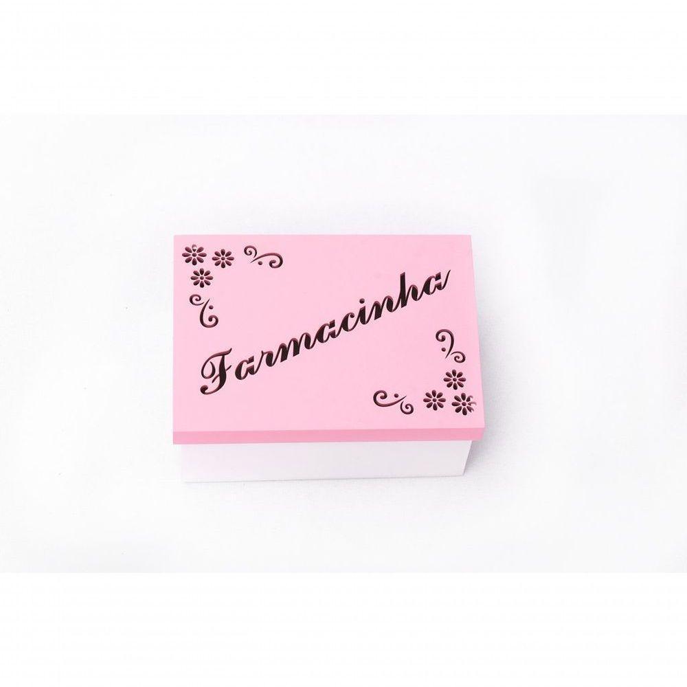 Kit Com 12un De Caixa Personalizada Farmacinha 100% Mdf (17x12x08) Rosa/branco - 1