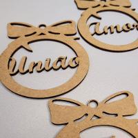 Kit Com 5 Enfeites Bolinhas De Natal Com Palavras Mdf Cru - 2