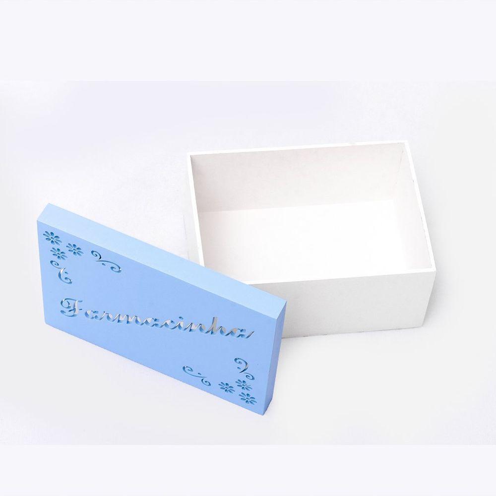 Kit Com 12un De Caixa Personalizada Farmacinha 100% Mdf (17x12x08) Azul/branco - 2