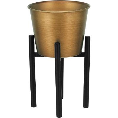 Octave Cachepô 25X15X15Cm Metal Dourado Com Suporte