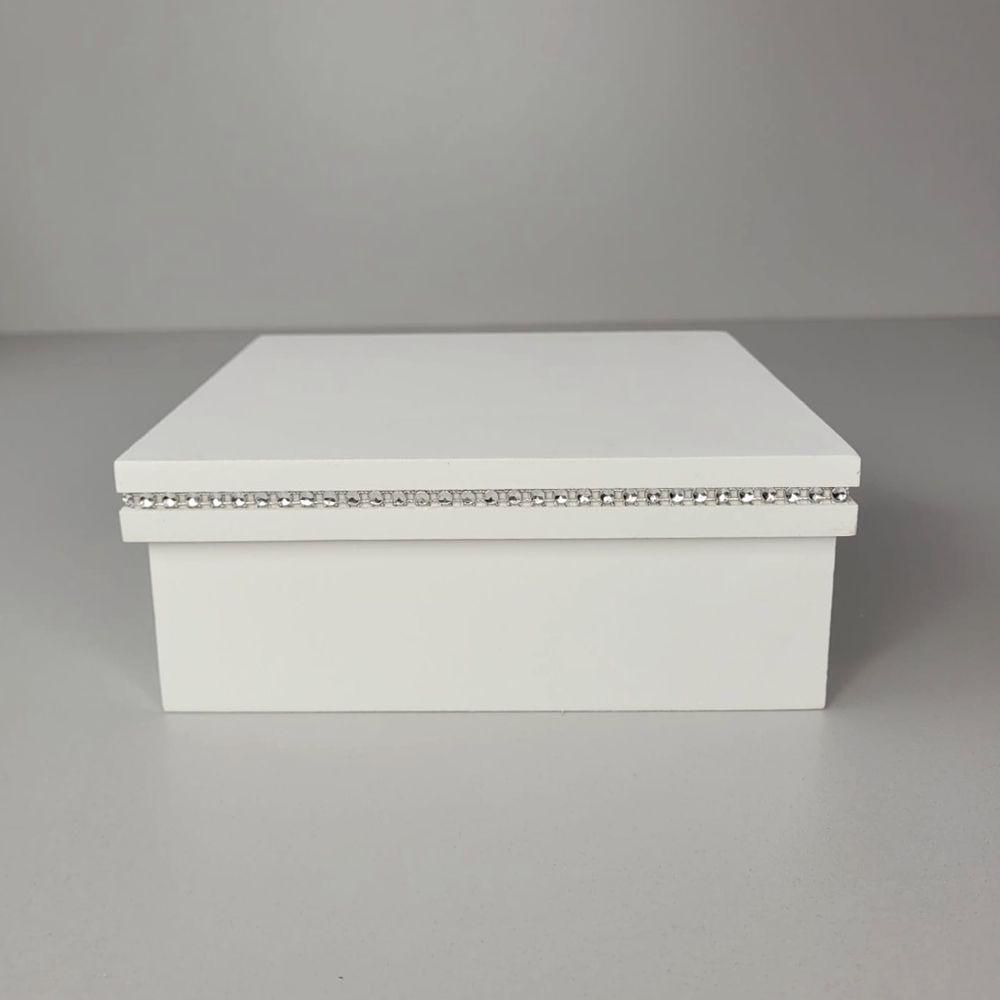 Kit Com 6un De Caixa Personalizada Com Strass 100% Mdf (17x17x07) Branco - 4