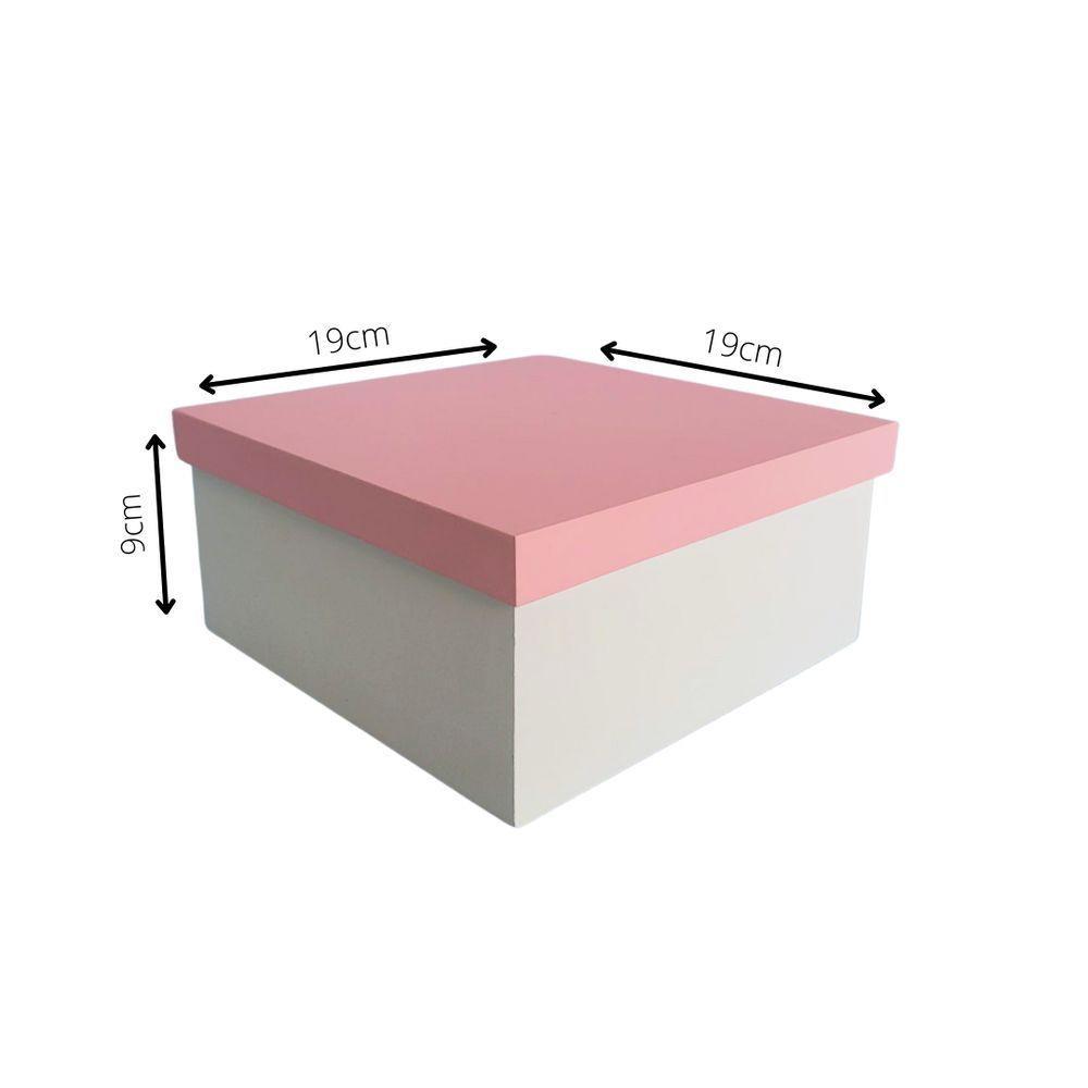 Kit Com 6un De Caixa 100% Mdf (19x19x09) Rosa/branco - 6