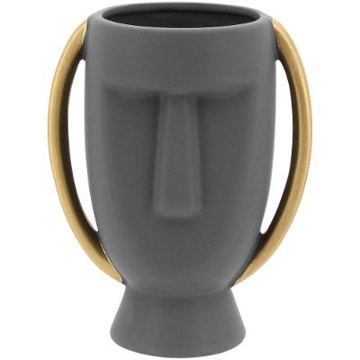 Pasco Vaso 21X17X11Cm Cerâmica Cinza