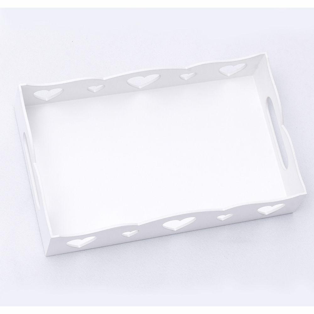 Kit Com 12un De Bandeja De Coração Para Café Da Manhã 100% Mdf (24x15x05) Branco - 2