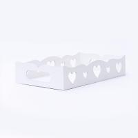 Kit Com 12un De Bandeja De Coração Para Café Da Manhã 100% Mdf (24x15x05) Branco - 1