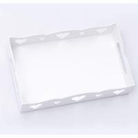 Kit Com 12un De Bandeja De Coração Para Café Da Manhã 100% Mdf (24x15x05) Branco - 2