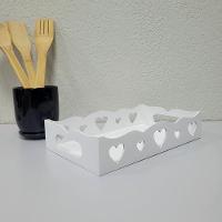 Kit Com 12un De Bandeja De Coração Para Café Da Manhã 100% Mdf (24x15x05) Branco - 3