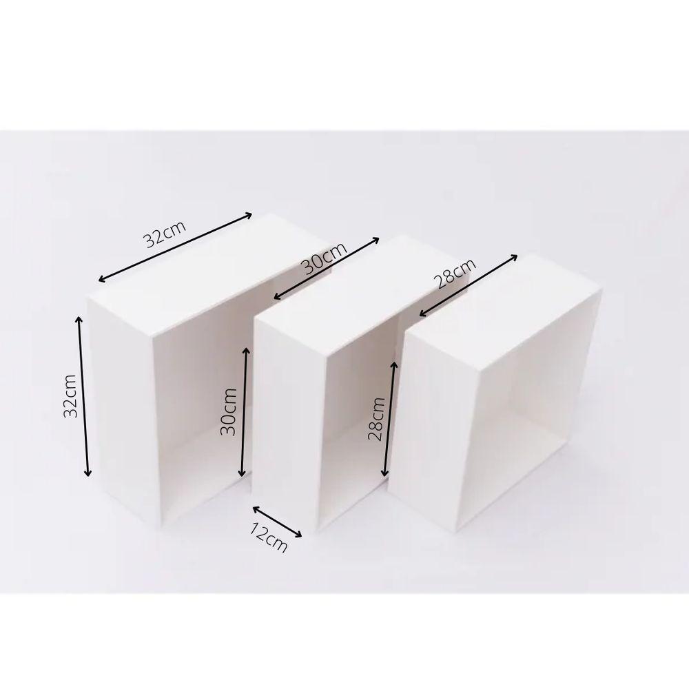 Kit Trio De Nicho Grande Decorativo Quarto/sala 100% Mdf Branco - 7