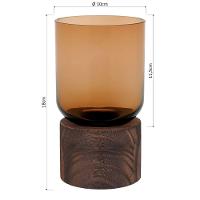 Mondello Vaso 18X10X10Cm Vidro Âmbar Base Madeira - 3