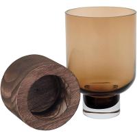 Mondello Vaso 18X10X10Cm Vidro Âmbar Base Madeira - 4