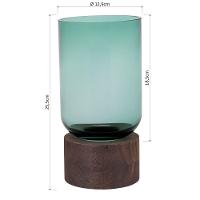 Mondello Vaso 26X13X13Cm Vidro Verde Base Madeira - 3