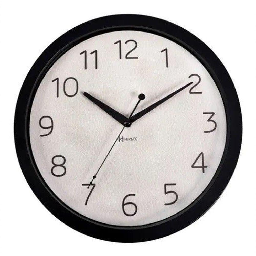 Relógio De Parede Alumínio Imitando Couro Preto 6733 - 1