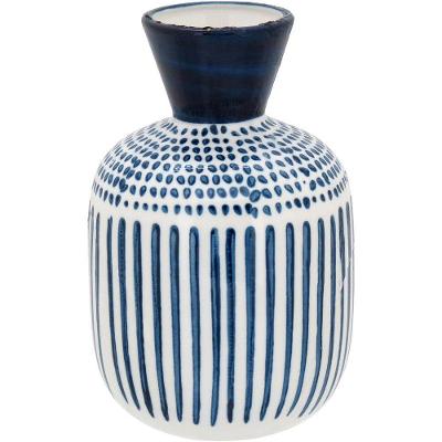 Suez Vaso 20X13X13Cm Cerâmica Azul