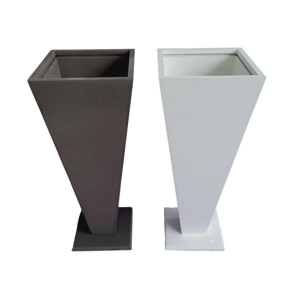 Vaso Taça De Canto Em Mdf (40cm) Branco - 2