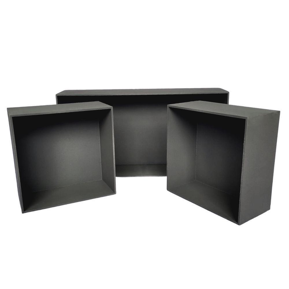 Trio De Nicho Retangular Decorativo Quarto/sala 100% Mdf Marrom Café - 1