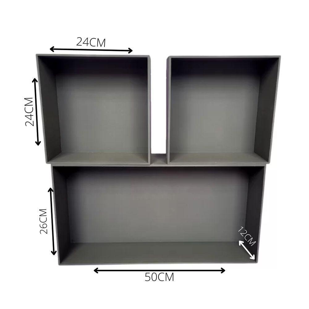 Trio De Nicho Retangular Decorativo Quarto/sala 100% Mdf Marrom Café - 3