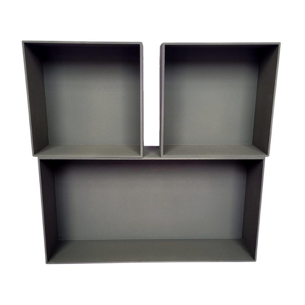 Trio De Nicho Retangular Decorativo Quarto/sala 100% Mdf Marrom Café - 4