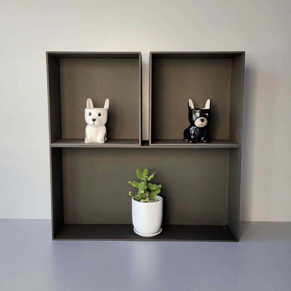 Trio De Nicho Retangular Decorativo Quarto/sala 100% Mdf Marrom Café - 5